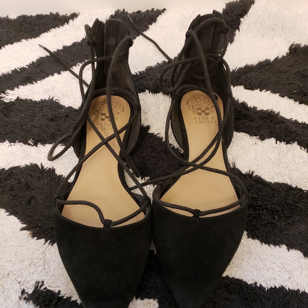Black suede flats